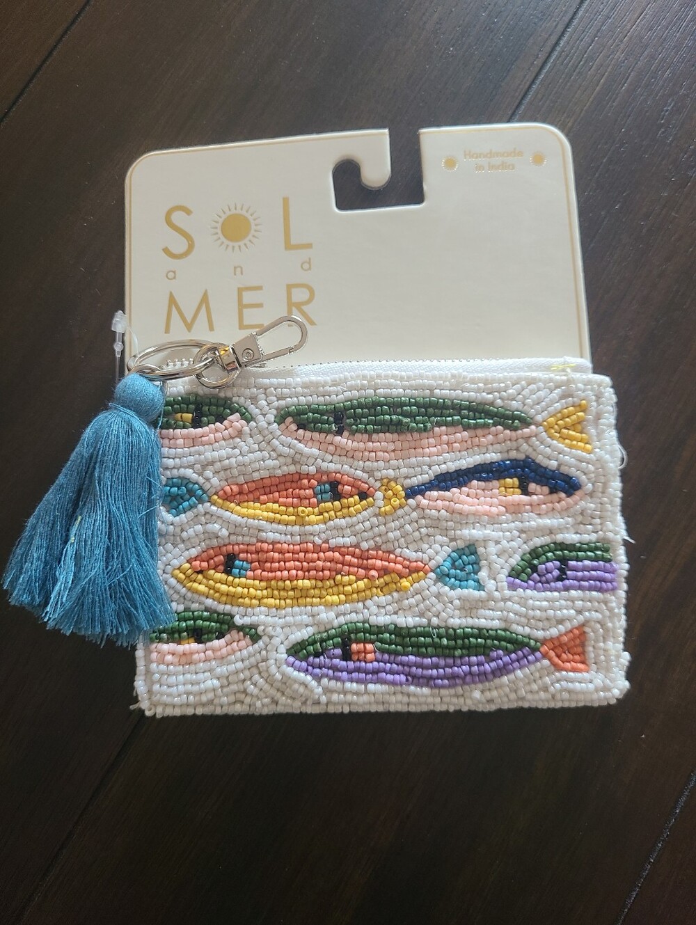 Sol and Mer Sardine Beaded Pouch